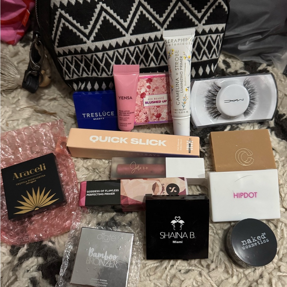 Makeup and Skincare Set with Black and White Bag
